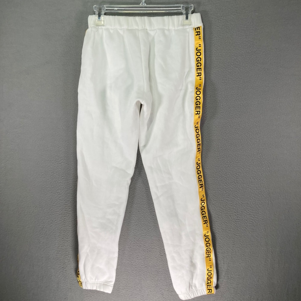 Women's Jogger Sweatpants White "JOGGER" Tape Detail Size S Vintage Made In‎ USA